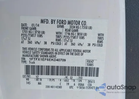 2014 Ford F-150 Xlt from USA, damaged, VIN 1FTFX1EF6EKD40709